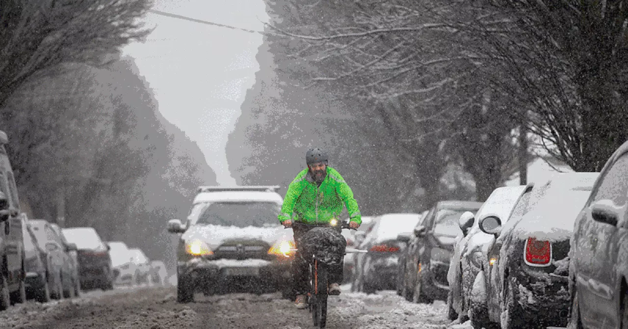 Unexpected snowfall gives way to hail and sleet as drivers warned of dangerous roads