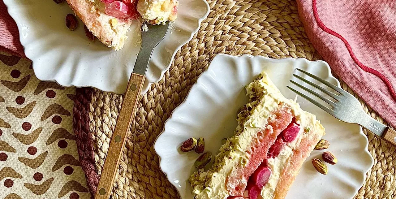 Rhubarb and custard tiramisu