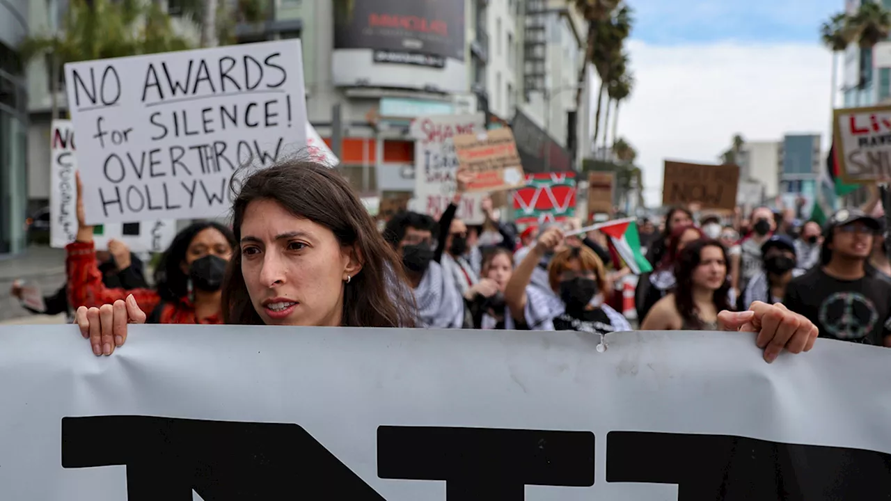 Protest at Oscars over Israel's war in Gaza snarl traffic outside Academy Awards