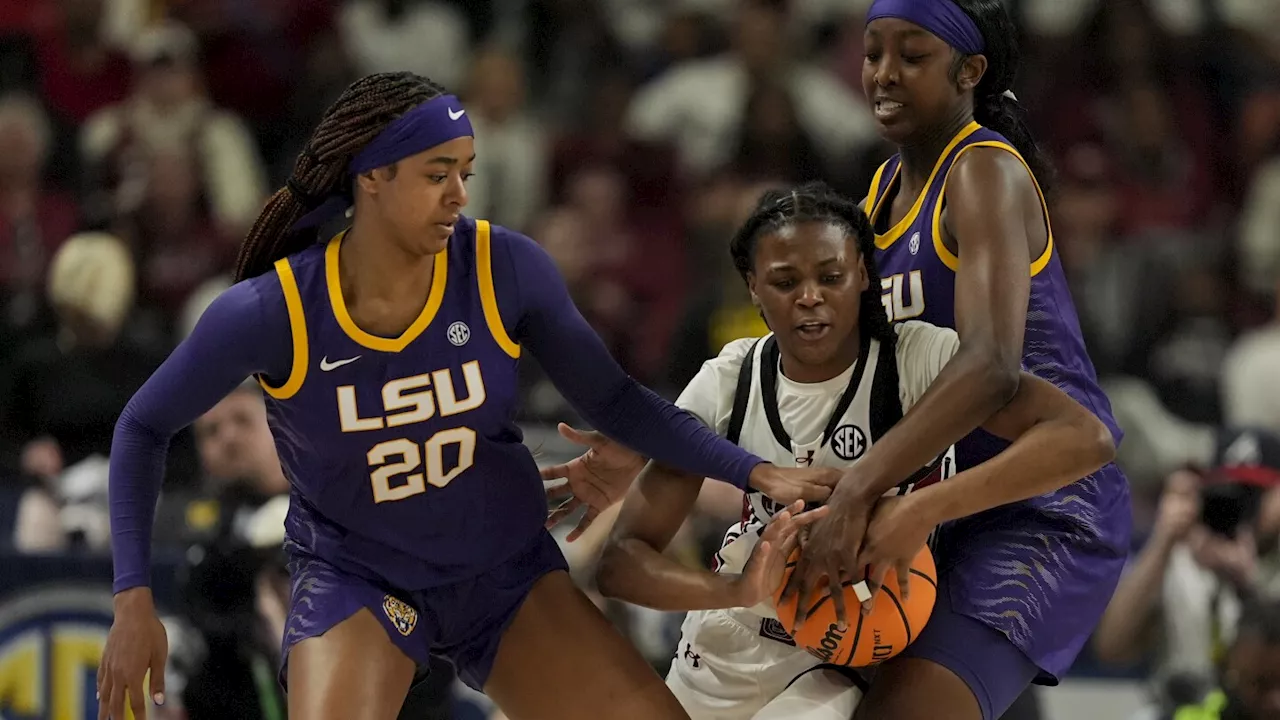 No. 1 South Carolina wins SEC Tournament over No. 8 LSU 79-72 in game marred by skirmish, ejections