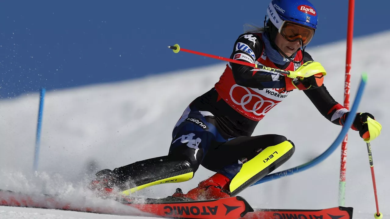 Shiffrin leads 1st race after six-week injury layoff and closes in on World Cup slalom season title