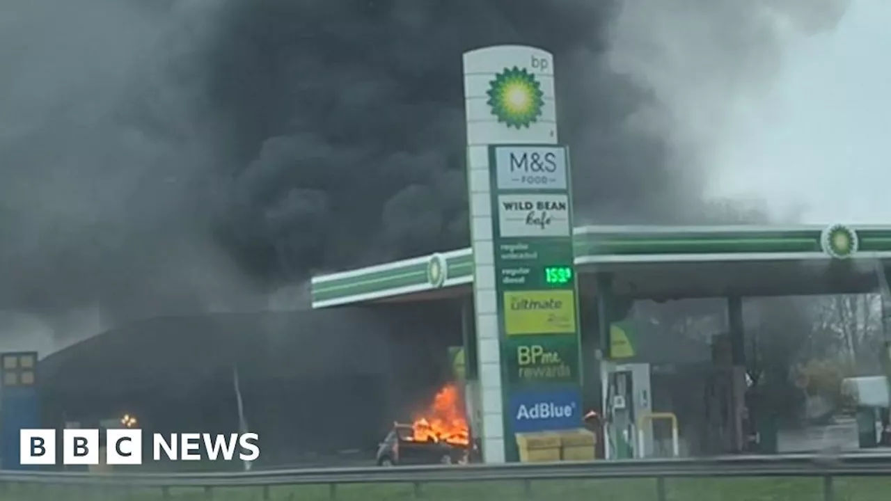 Fire at A14 petrol station near Newmarket tackled by crews