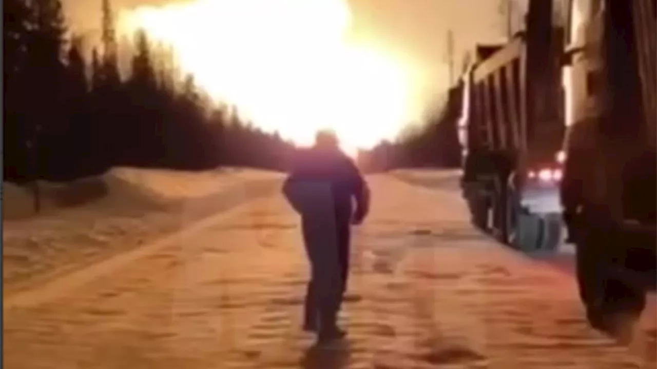 Terrifying moment Russian gas pipeline EXPLODES in huge fireball blast