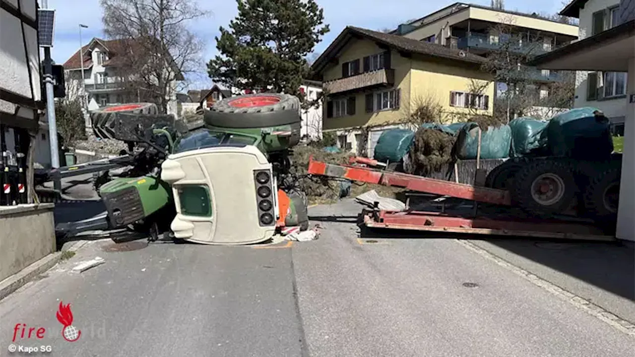 Schweiz: 15-Jähriger verunfallt in Uznach mit Traktorgespann → hoher Schaden, 15- und 12-Jähriger unverletzt