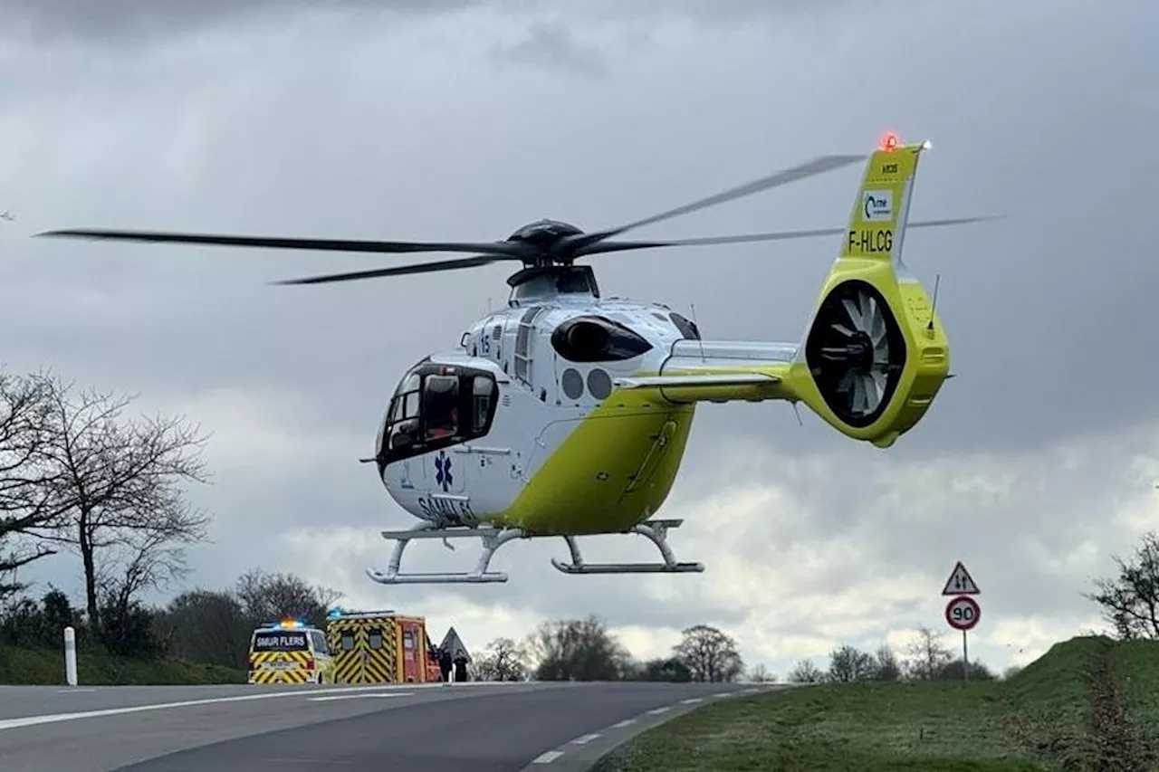 Deux enfants héliportés au CHU de Caen après un accident de voiture dans l'Orne