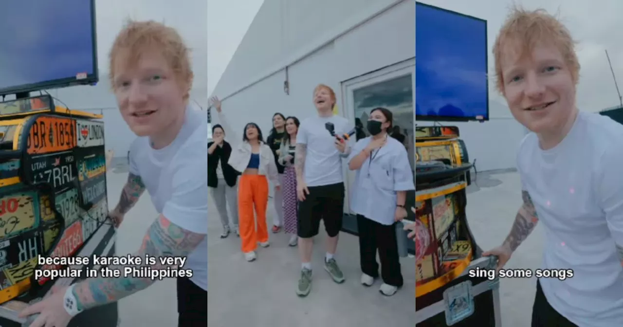 Ed Sheeran enjoys singing with a karaoke machine in Manila