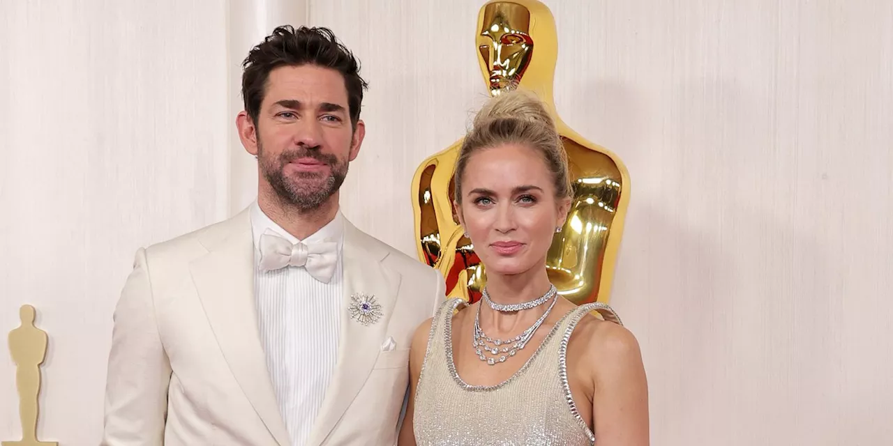 Emily Blunt and John Krasinski Matched in Winter Whites at the 2024 Oscars