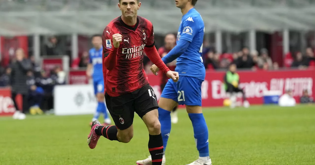 Il Milan batte l&#039;Empoli con un gol di Pulisic e torna al secondo posto