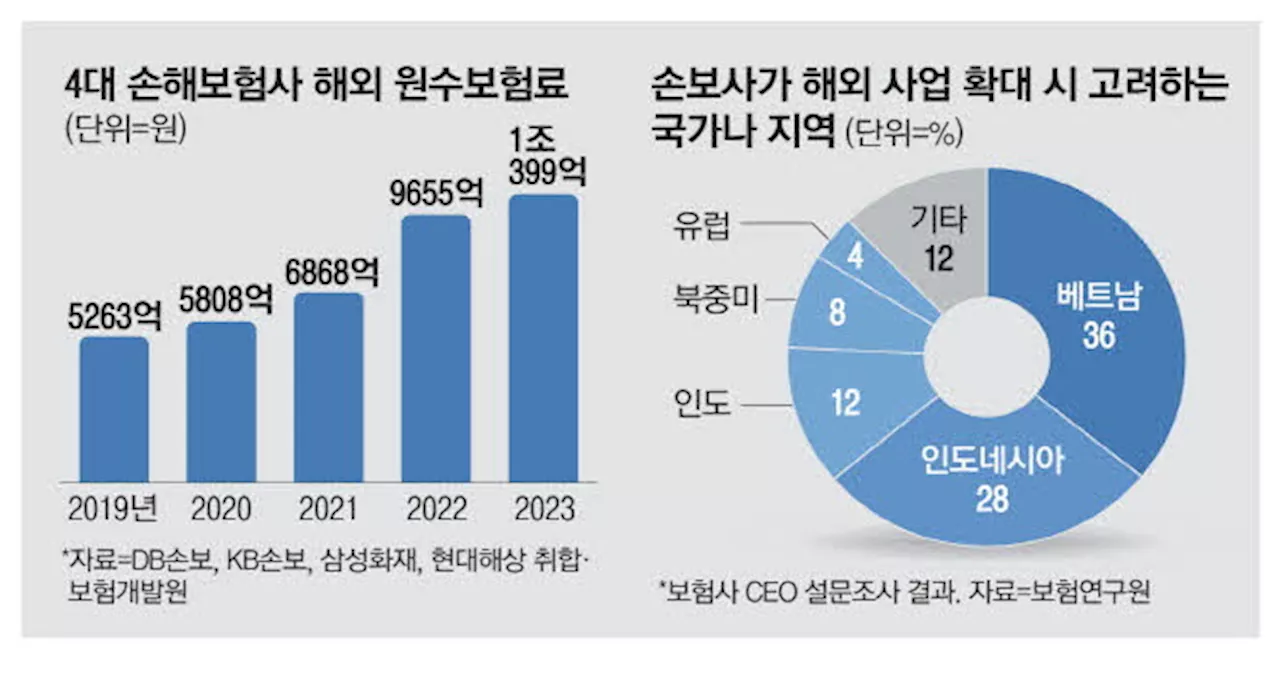 손보사 해외보험료 첫 1조 돌파…DB가 1위