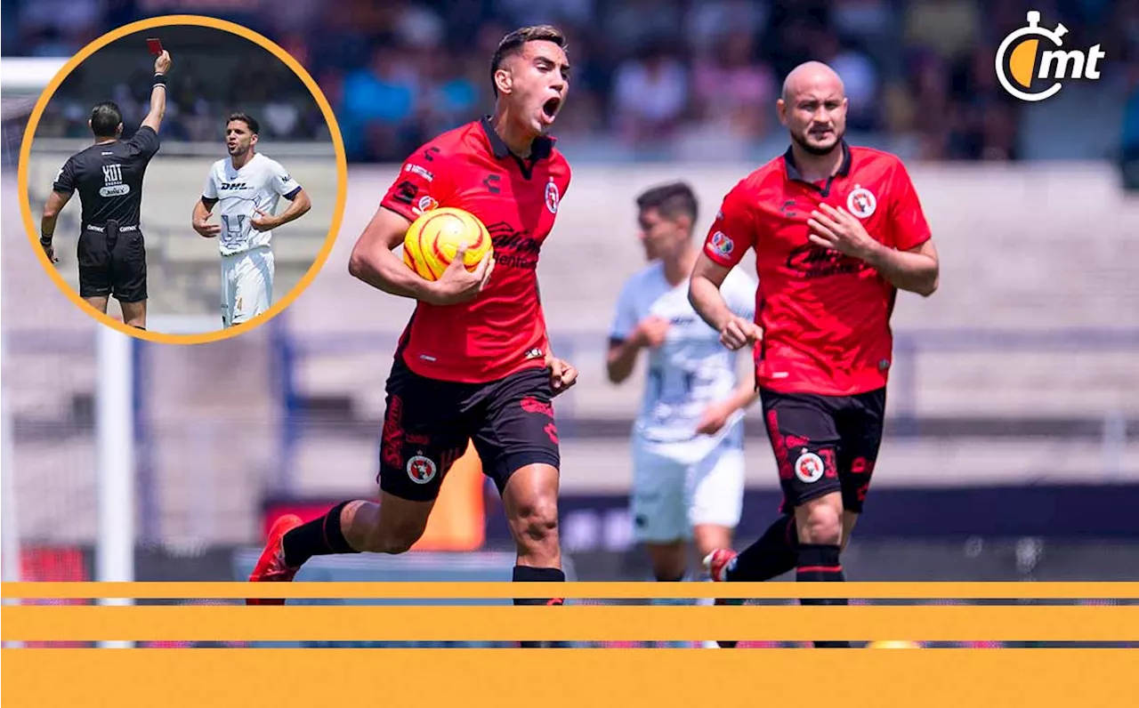 Xolos aprovechó la expulsión de Lisandro Magallán para sorprender a Pumas