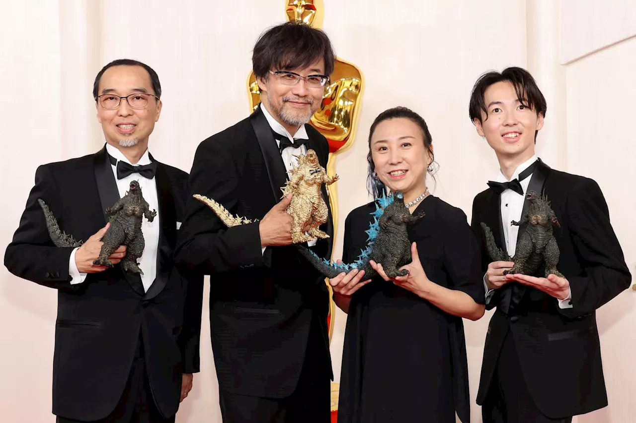 Godzilla Minus One Crew Stomps into the 2024 Oscars in the Wildest Academy Awards Shoes Ever