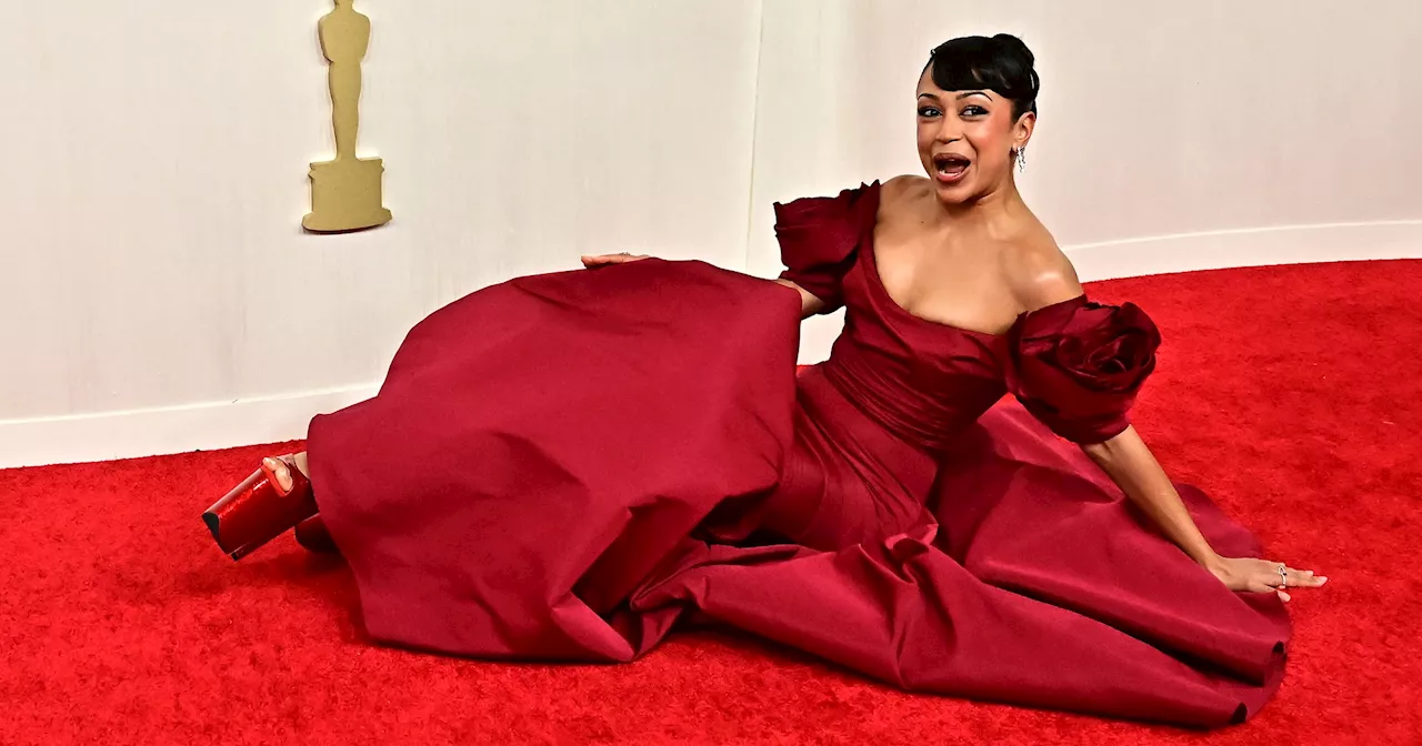 Liza Koshy Falls on Red Carpet at 2024 Oscars but Recovers with Grace