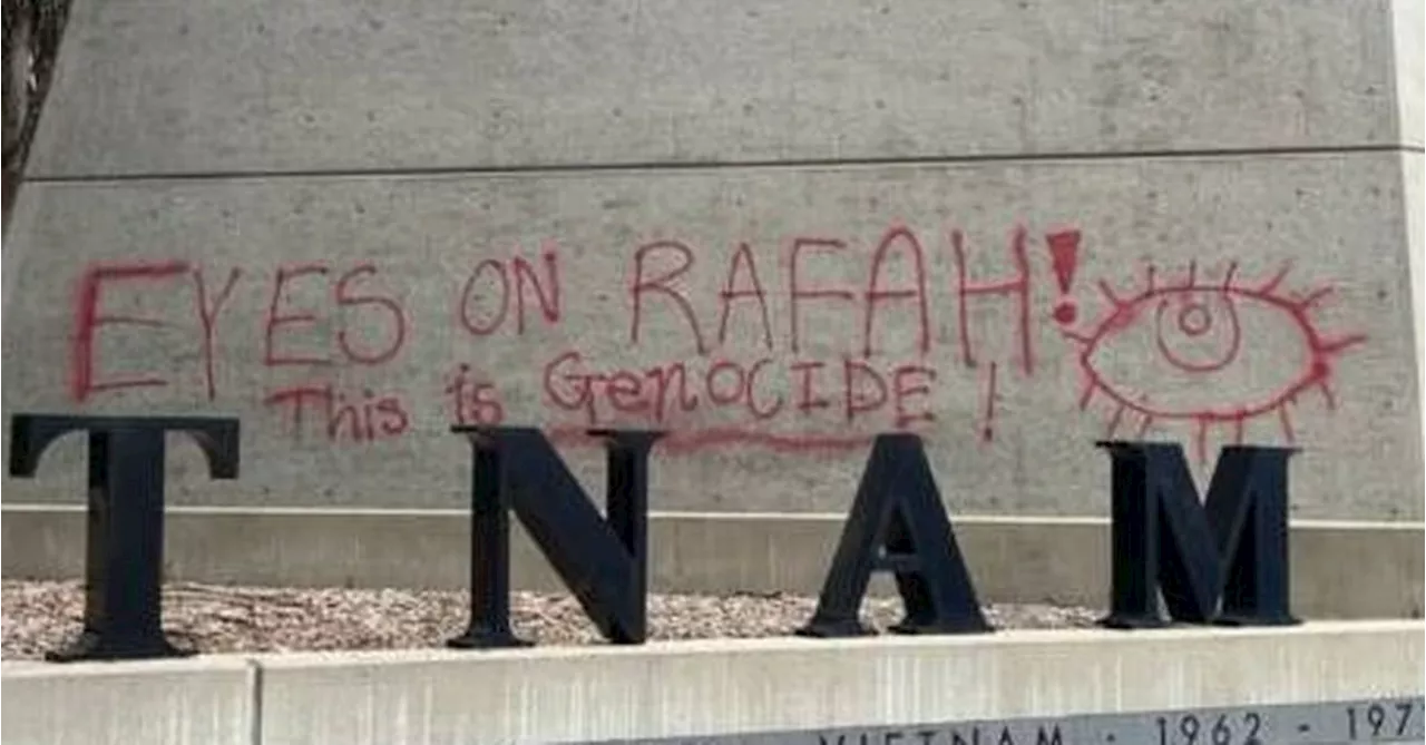 Canberra's Vietnam War memorial sprayed in red paint by vandals