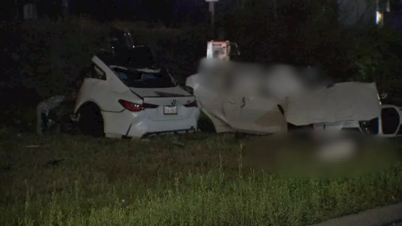 2 men killed, BMW split in half in 100+ mph crash in southwest Houston ...