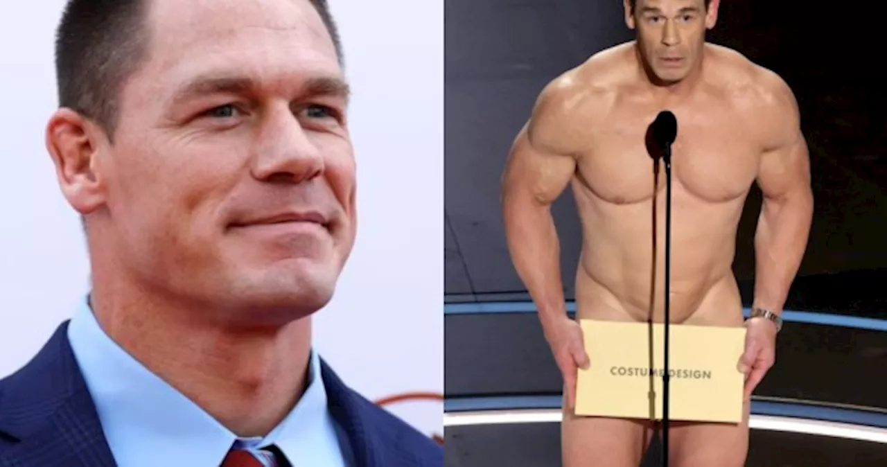 John Cena presents Oscars' Best Costume Design award naked with just an envelope to cover his modesty