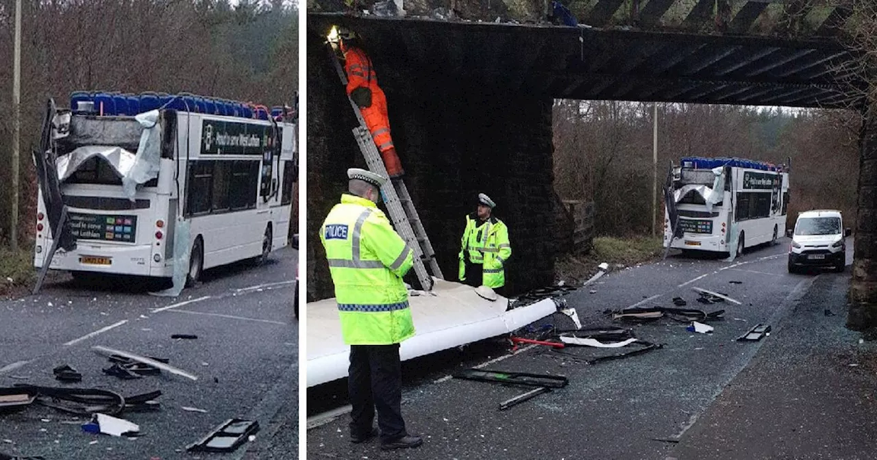 Double-decker bus crashes into bridge at Scots train station for second time in five years