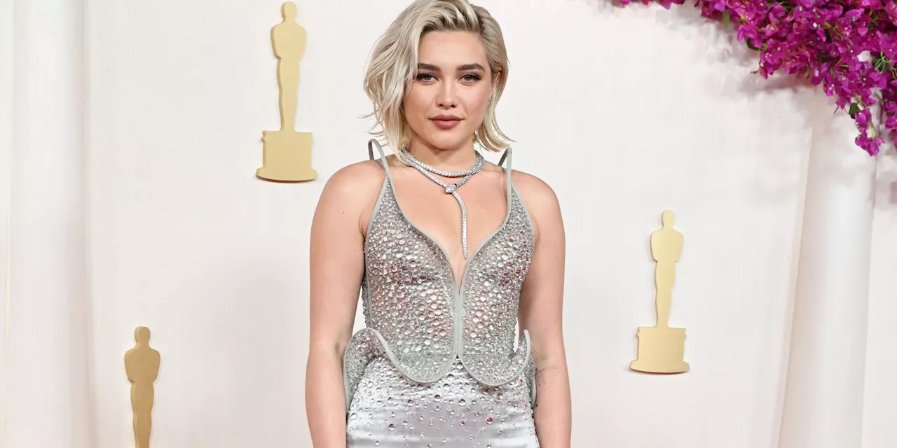 Florence Pugh Showed Up to the 2024 Oscars in a Sheer Gown With a Floating Corset