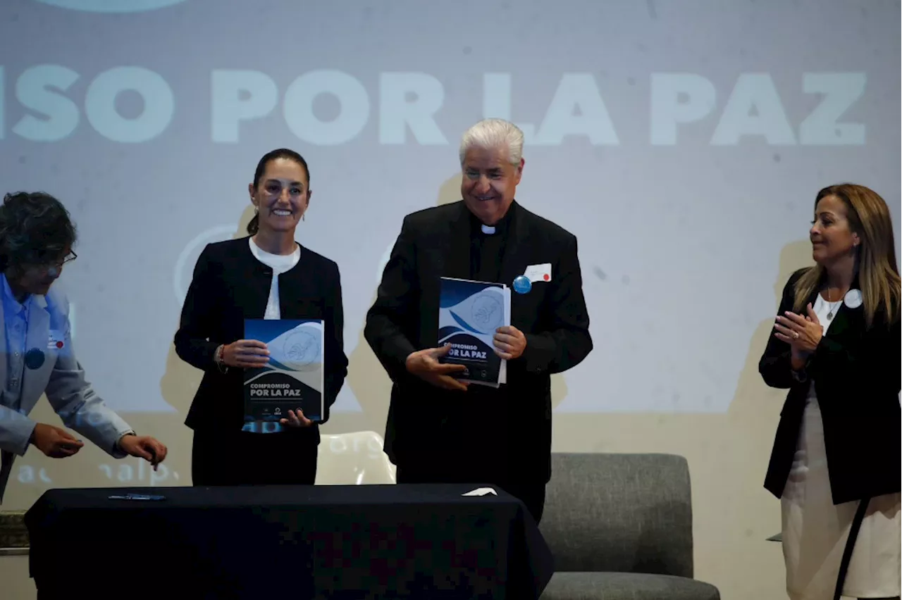 Claudia Sheinbaum firma iniciativa 'Compromiso Por La Paz' con objeciones a la visión de la jerarquía católica