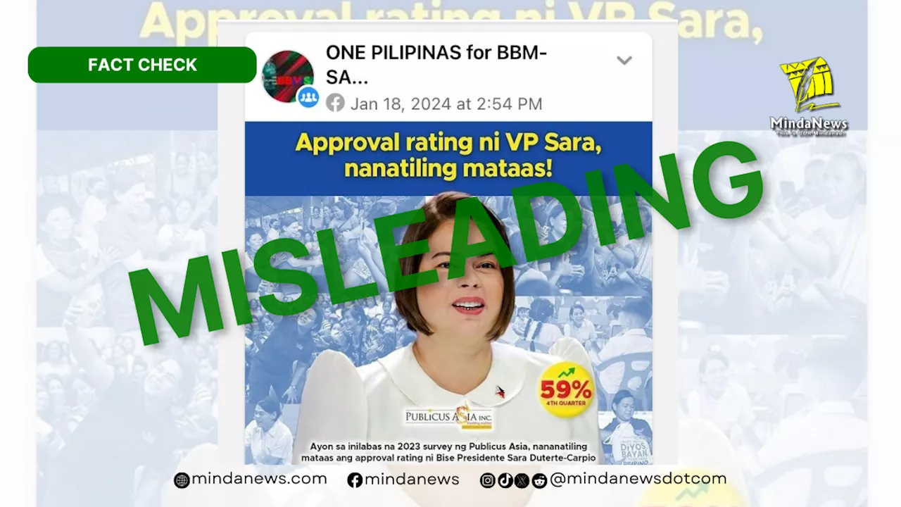 Misleading Facebook post claims Vice President Sara Duterte gained highest approval rating