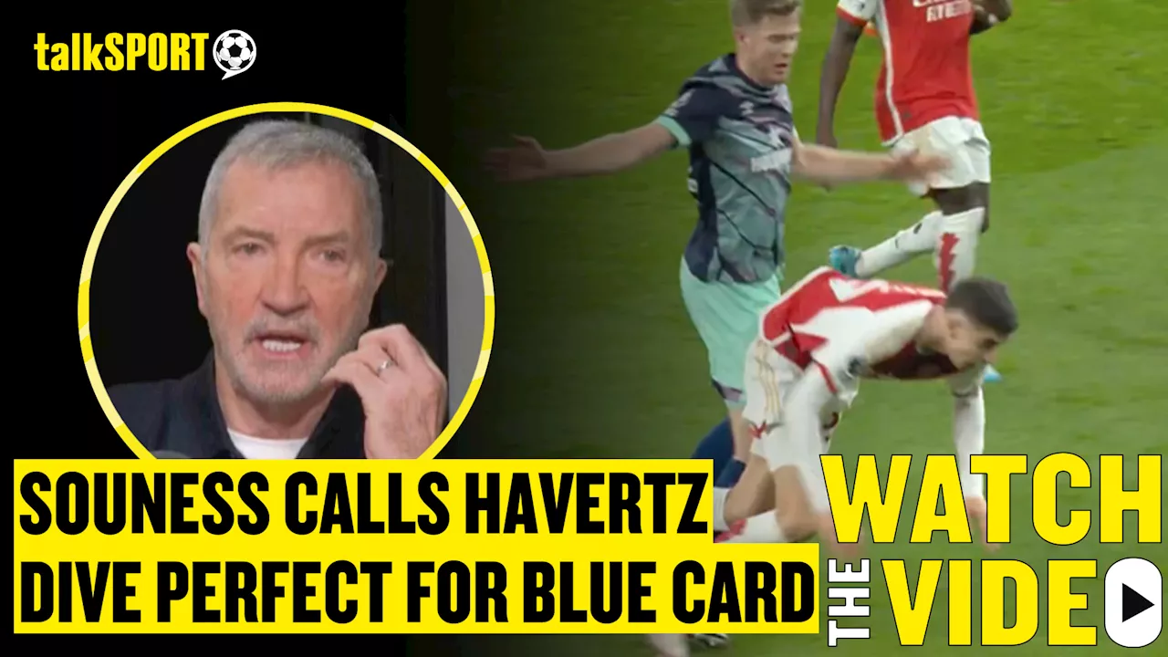 Souness says Havertz' 'dive' in Arsenal's clash with Brentford could have been a blue card