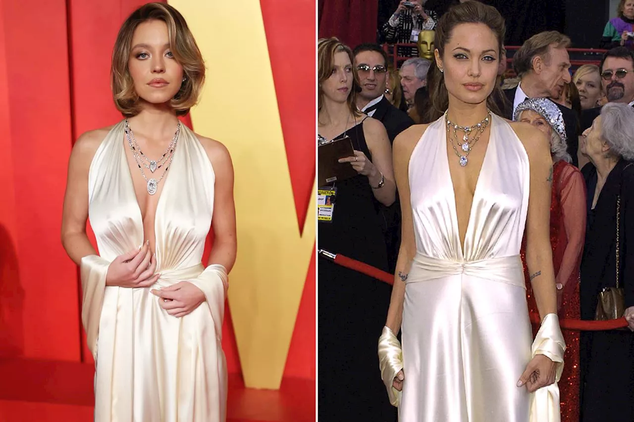 Sydney Sweeney Wears Angelina Jolie’s 2004 Oscar Dress to 2024 Vanity Fair Oscars Party