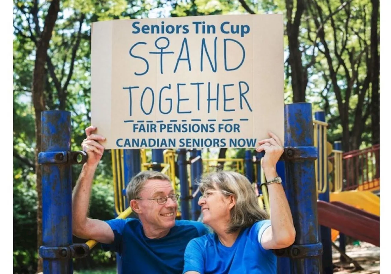 Seniors' Tin Cup calling for pension reform during Prince George protest