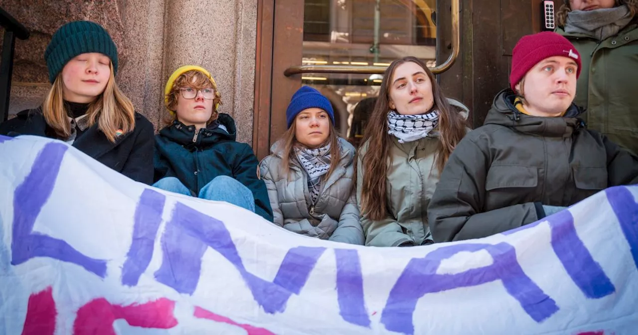 Greta Thunberg blockerade riksdagens ingångar under demonstration