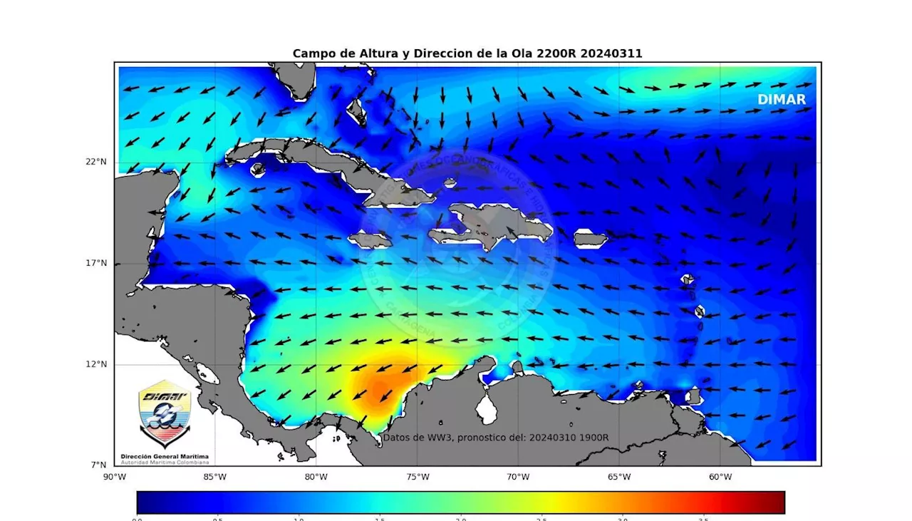 Fuertes vientos en las próximas 72 horas en la Región Caribe: Dimar