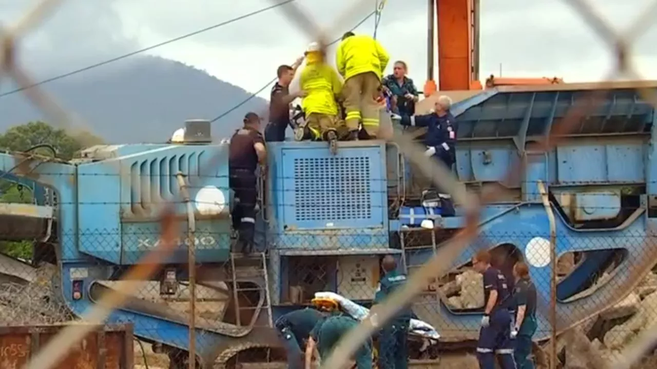 Man dies after becoming trapped in concrete crushing machinery at Rockhampton workplace