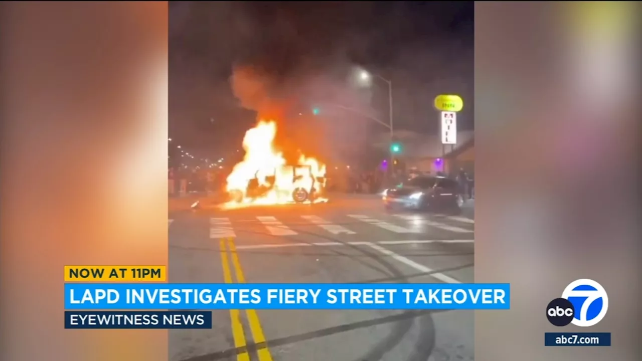 Jeep doused in gasoline and set on fire during chaotic street takeover in Hyde Park