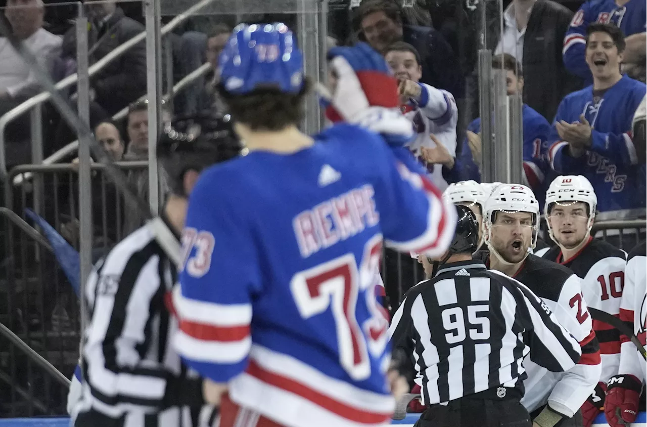 Rangers' Matt Rempe suspended 4 games for elbow on Devils' Jonas Siegenthaler