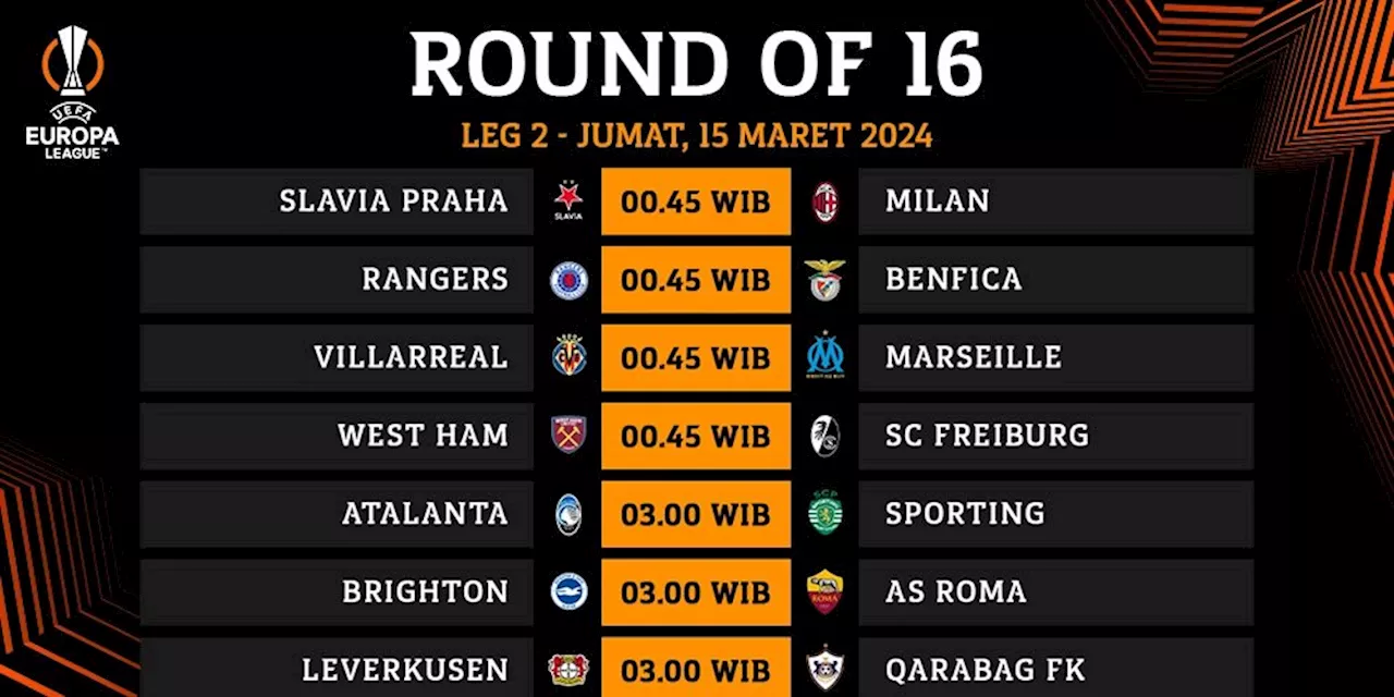 Jadwal Siaran Langsung Liga Europa 2023 2024 Babak 16 Besar Leg Kedua