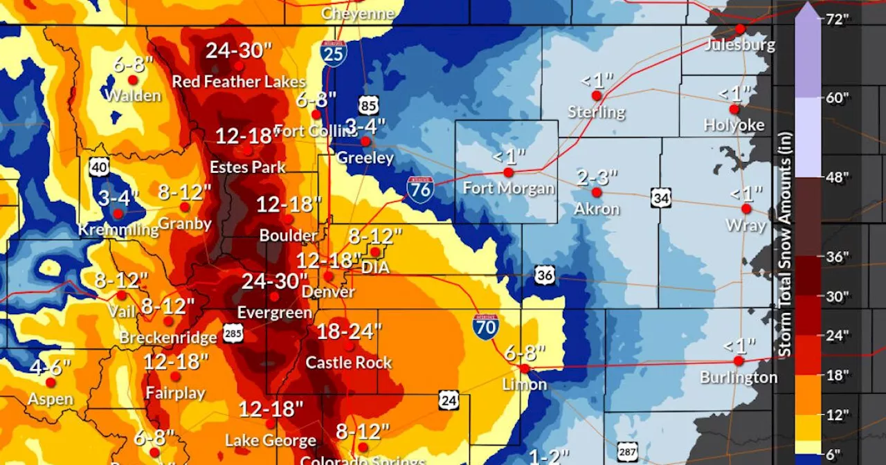 Who could see the highest snow totals in Colorado during Thursday's storm