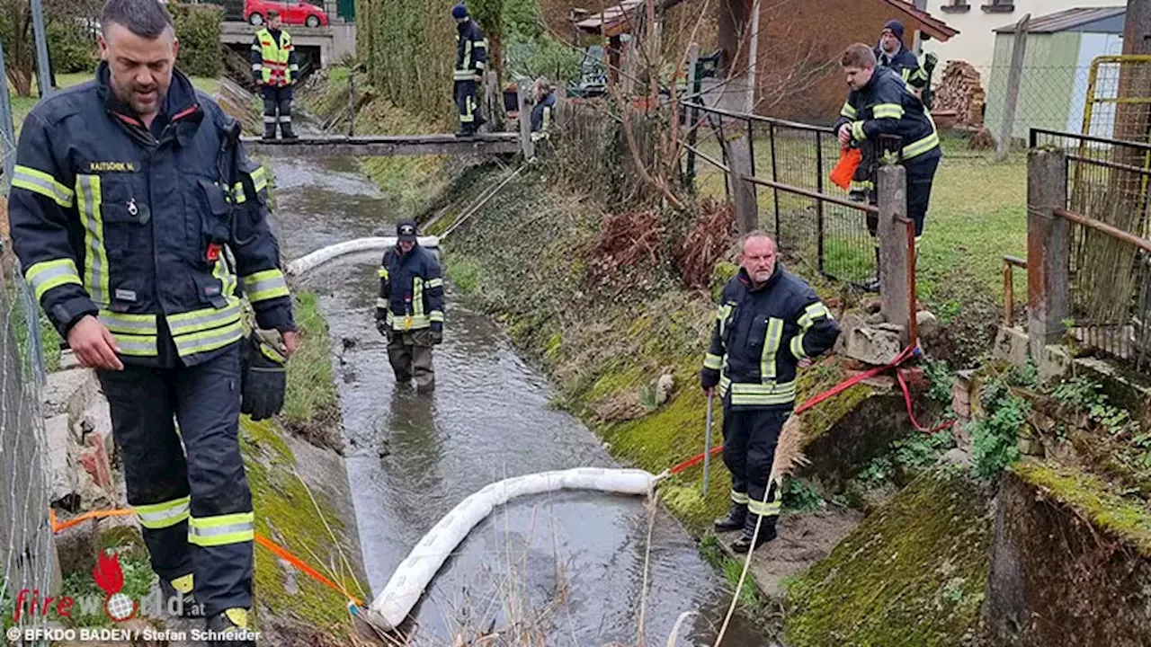 Nö: Umweltalarm im Triestingtal → vier Feuerwehren nach Ölaustritt auf Gewässer in Berndorf im Einsatz