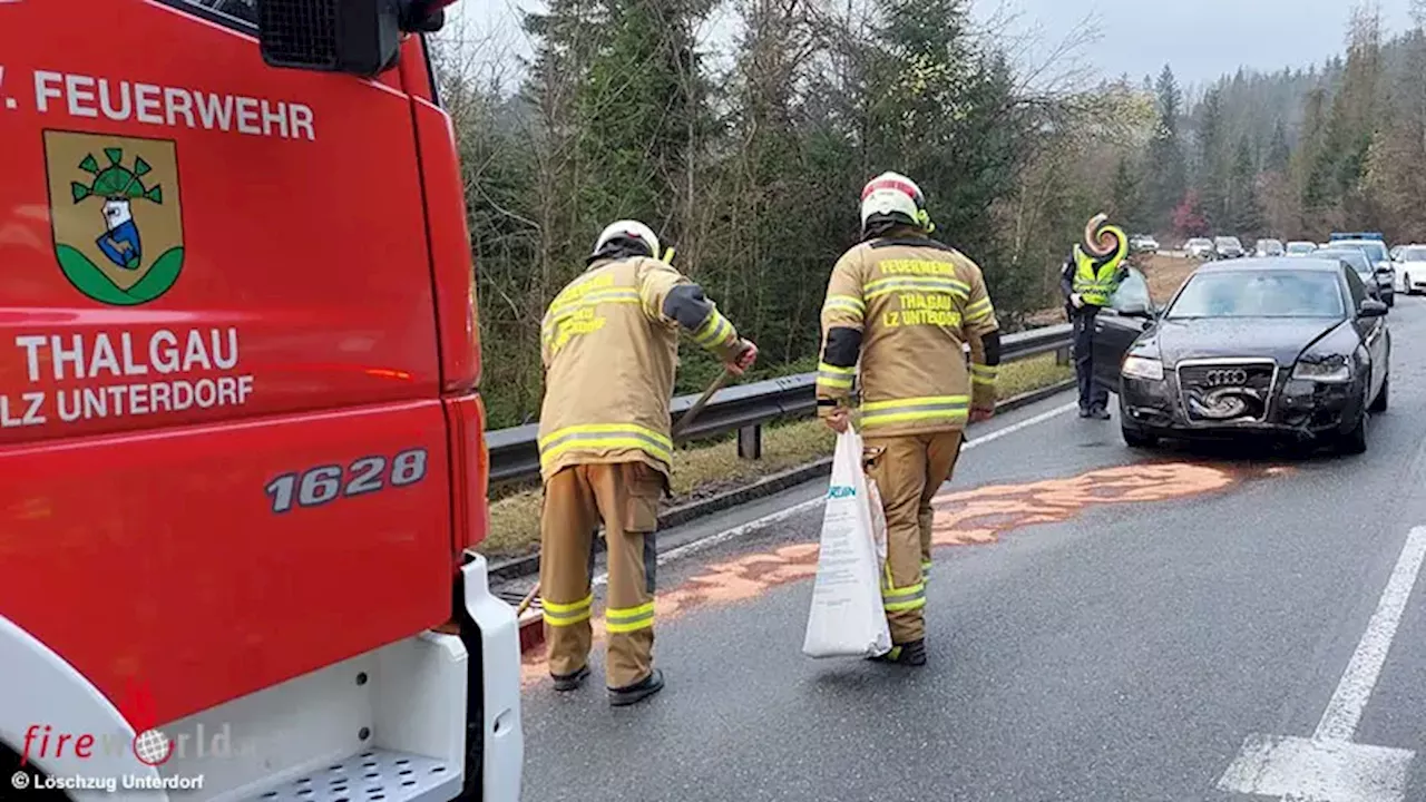 Sbg: Bergearbeiten nach Auffahrunfall auf der Russenstraße in Thalgau