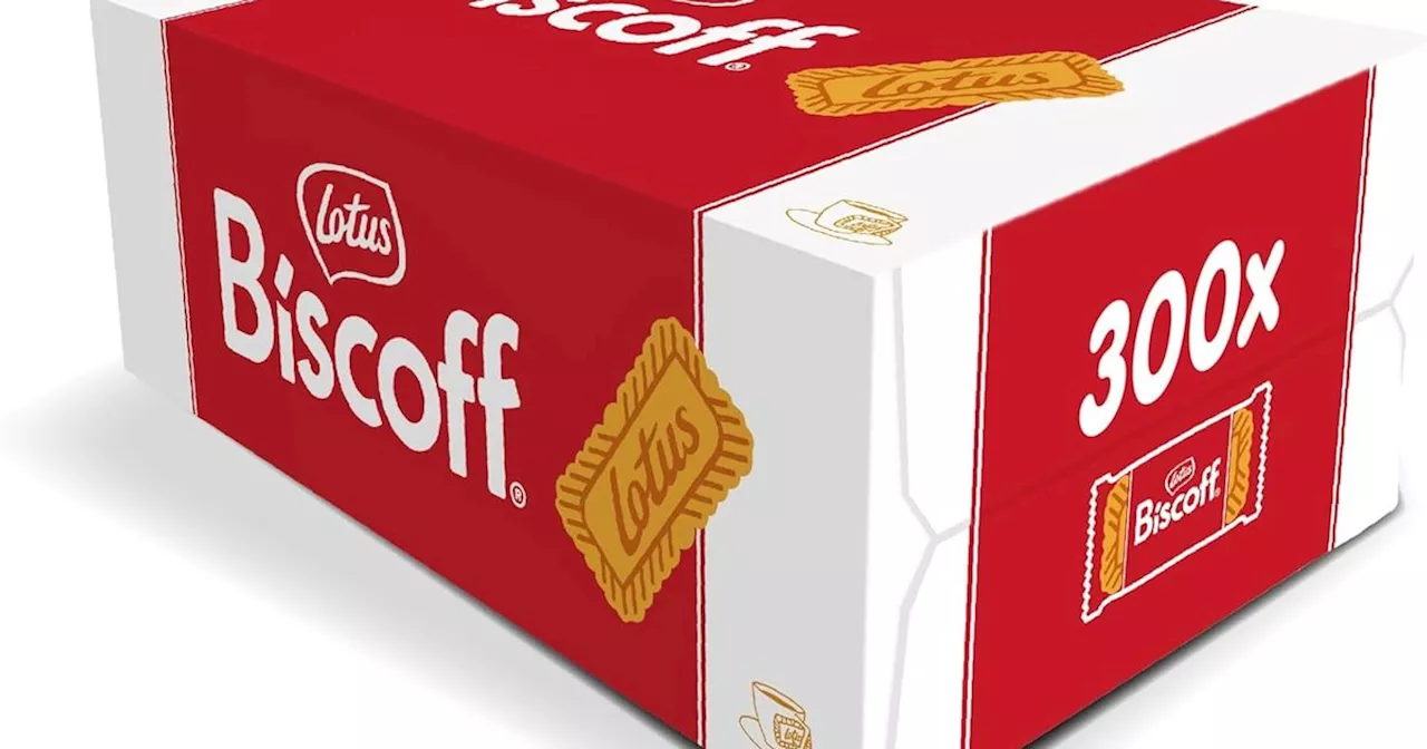 Amazon is selling a 4lb box of Lotus Biscoff biscuits for £14