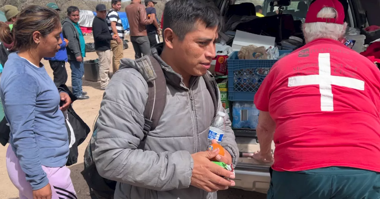 Inside a makeshift migrant camp along the Arizona-Mexico border