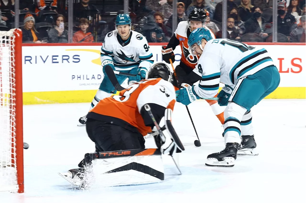 Thinned-out Sharks make key third period mistake in loss to Philadelphia