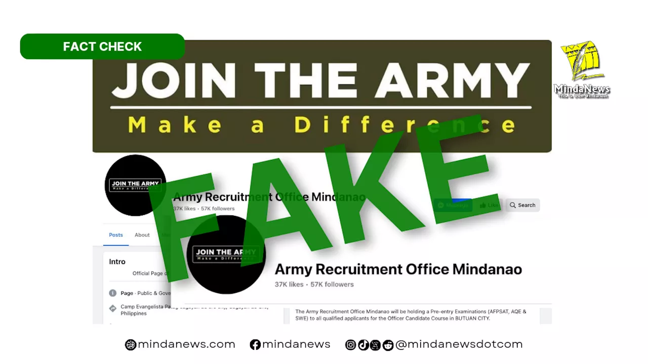 Application is free: Philippine Army warns aspiring soldiers of fake FB recruitment page