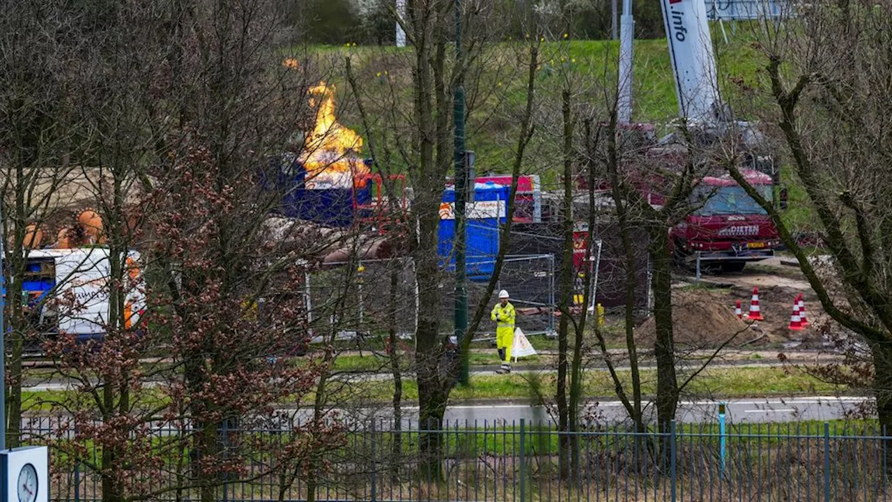 Tot in avond grote files bij Eindhoven, gas uit leiding wordt afgefakkeld