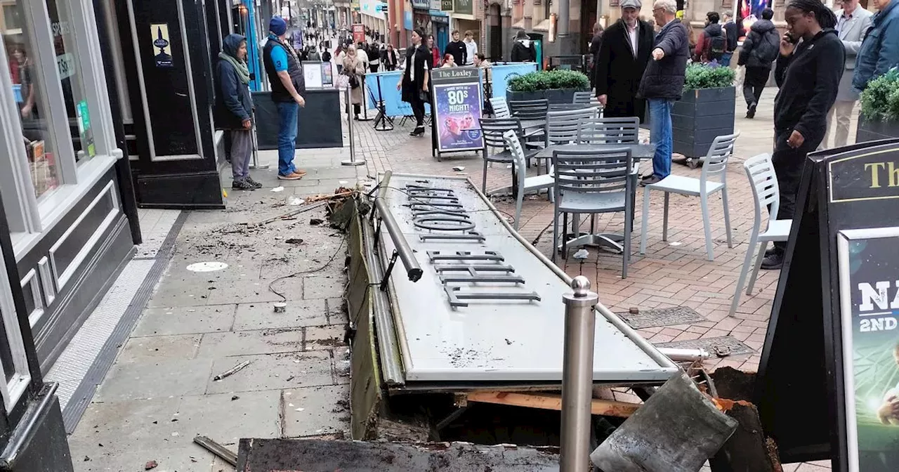 Loud 'crash' as Nottingham city centre pub sign plunges to floor