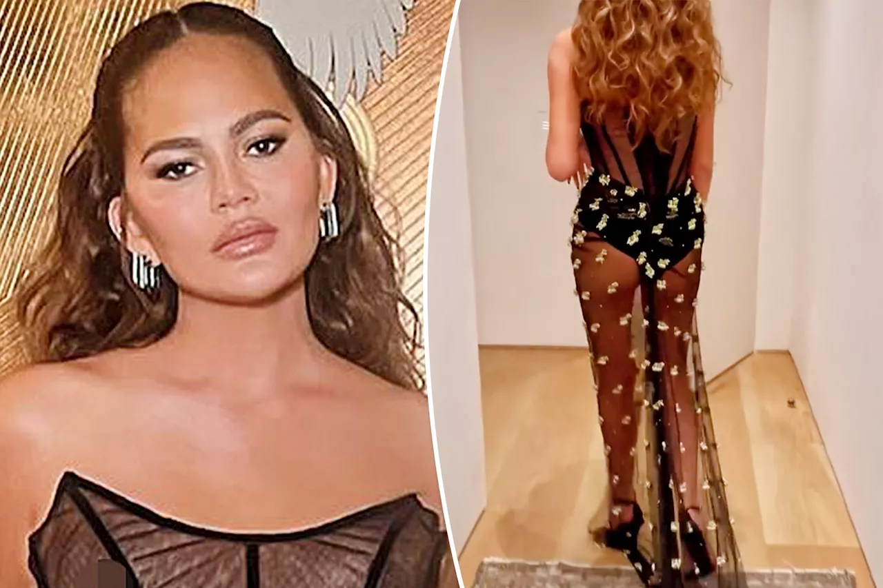 Chrissy Teigen reveals her 'boob lift scars' in daring sheer dress at Jay-Z and Beyoncé's Oscars 2024 party