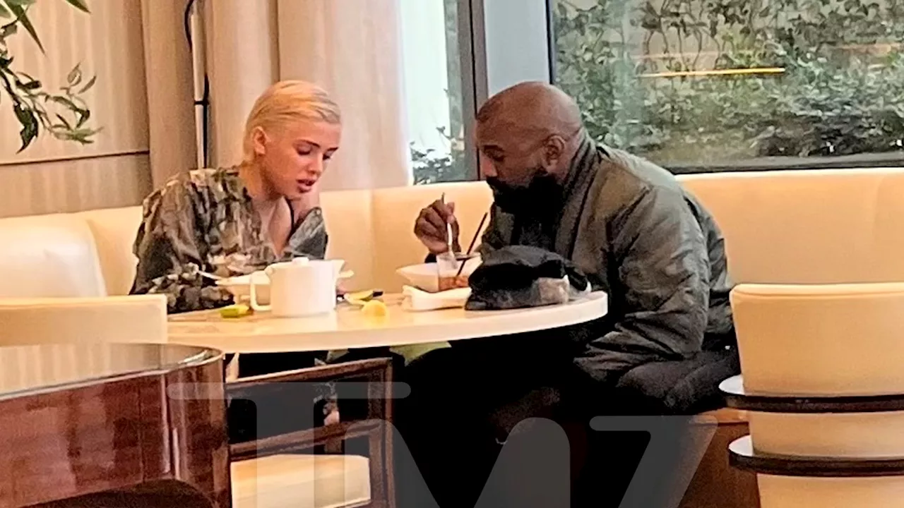 Kanye West Dines with Mystery Blonde at Swanky Hotel in Beverly Hills