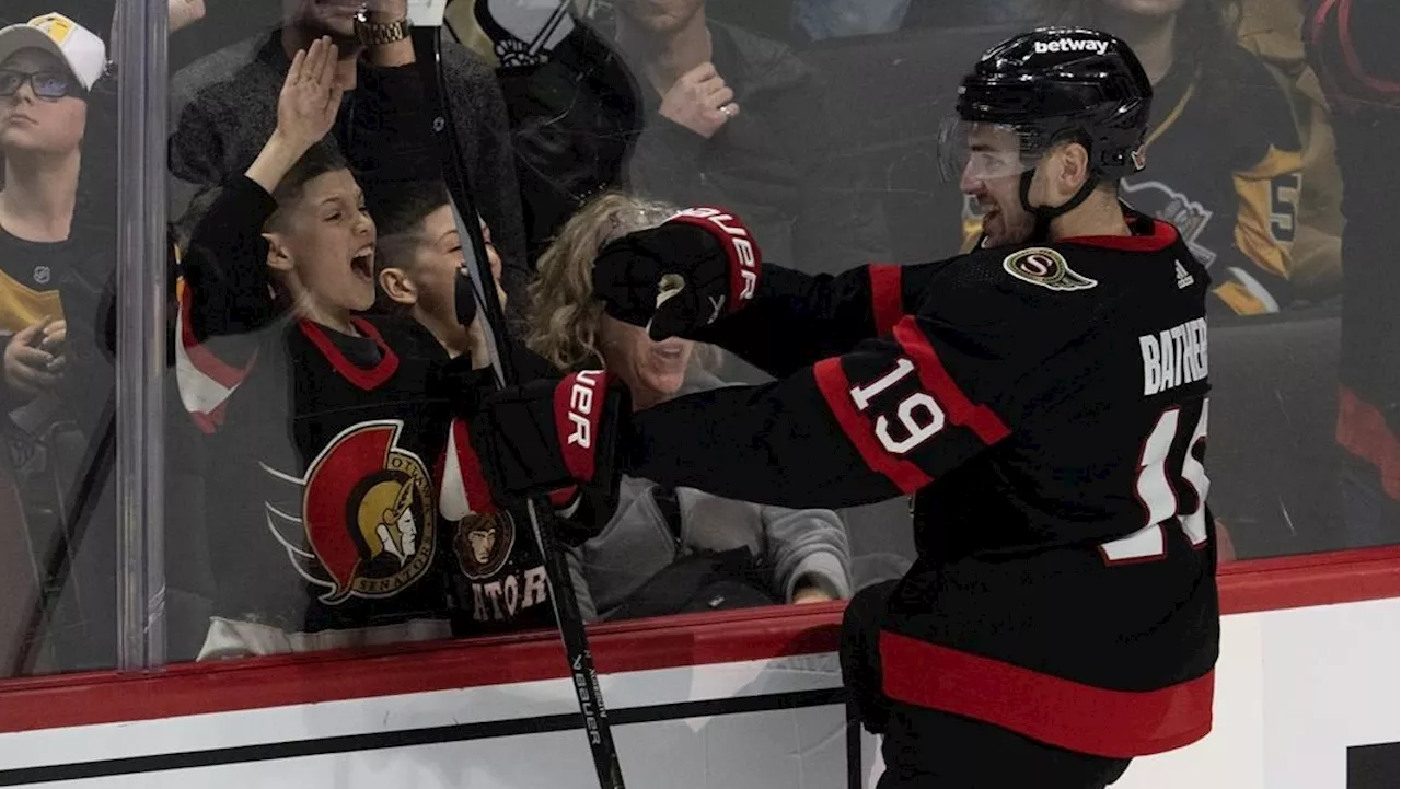 Batherson scores OT winner, Sens beat Penguins to snap seven-game skid