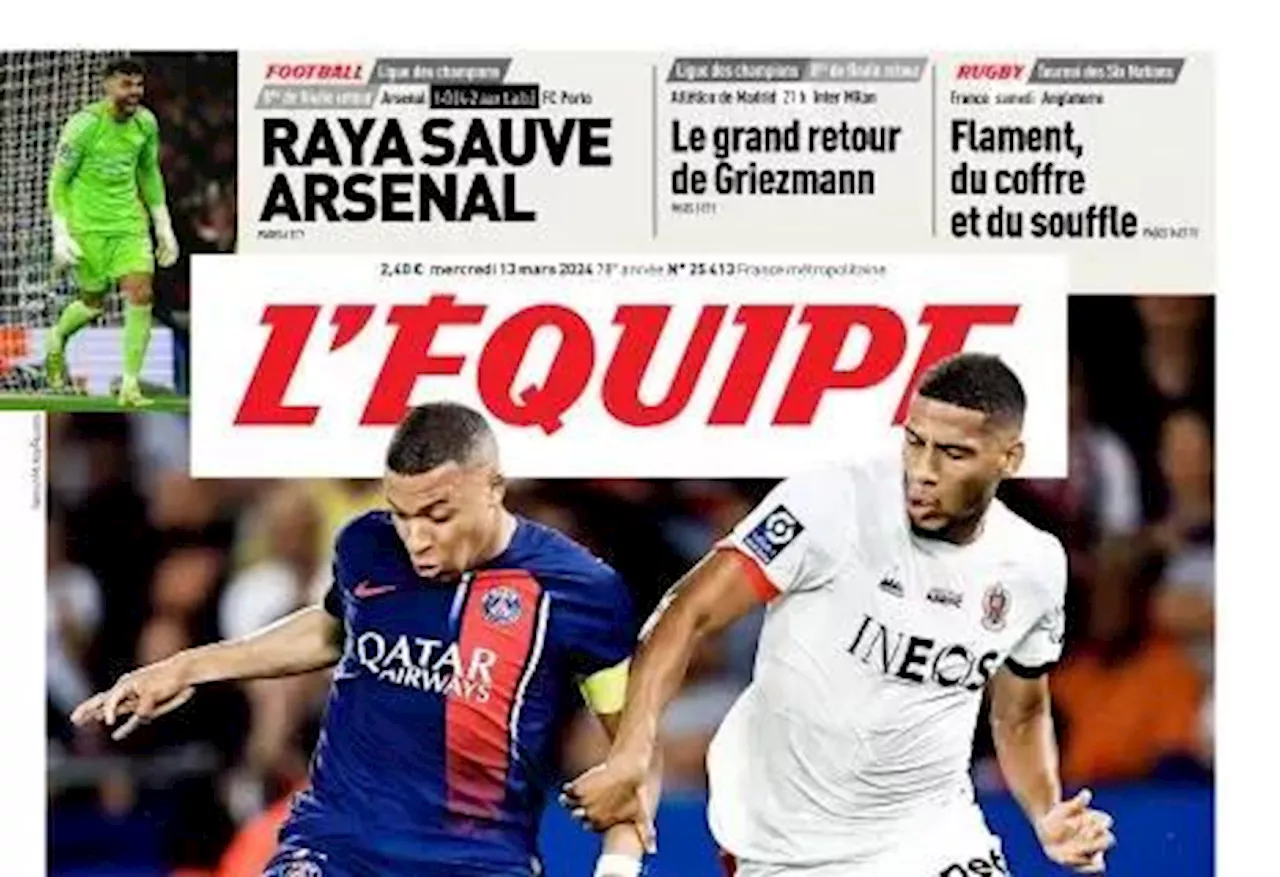 L'Equipe in apertura sul PSG, in campo per la Coppa di Francia: 'La corsa al sole'