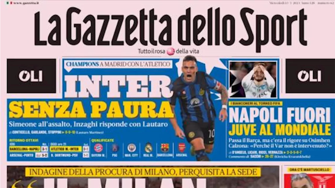 La prima pagina de La Gazzetta dello Sport titola: 'Il Milan è ancora di Elliott'