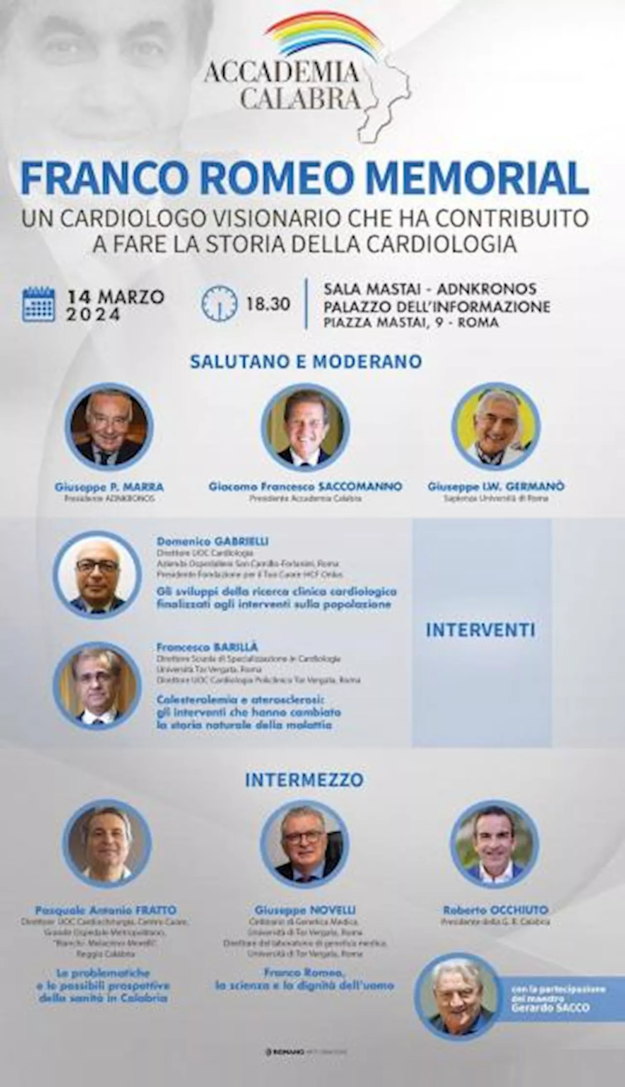 La cardiologia italiana ricorda Franco Romeo, luminare generoso - Il programma dell'evento Adnkronos