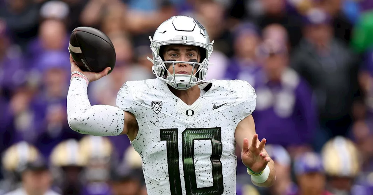 Seattle Seahawks' Offensive Coordinator Watches Quarterback Prospect Bo Nix's Pro Day