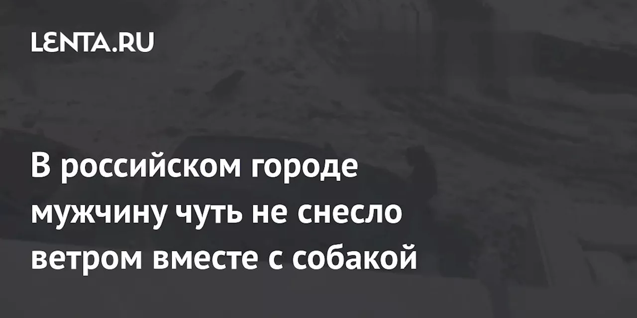 В российском городе мужчину чуть не снесло ветром вместе с собакой