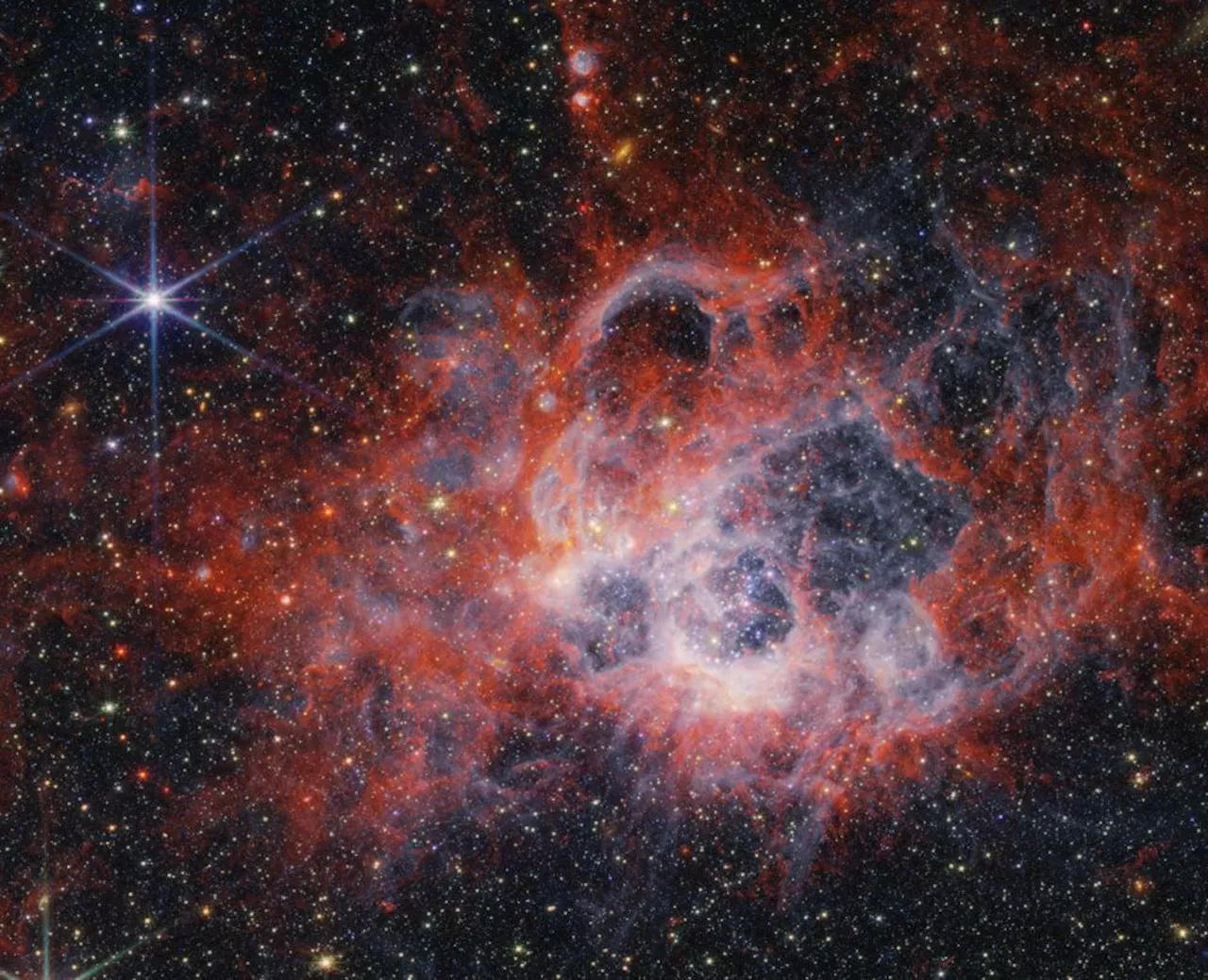 Webb Sees a Star-Forming Region Blowing Vast Bubbles